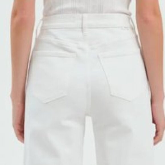 DAZE Denim Sundaze Raw Hem High-Rise Straight Crop Jeans Swan White 27 NWOT - Picture 3 of 13